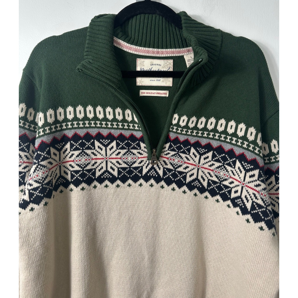 Weatherproof Vintage Men's 1/4 Zip Holiday Sweater Classic Fair Isle Size L D51 - Picture 3 of 7